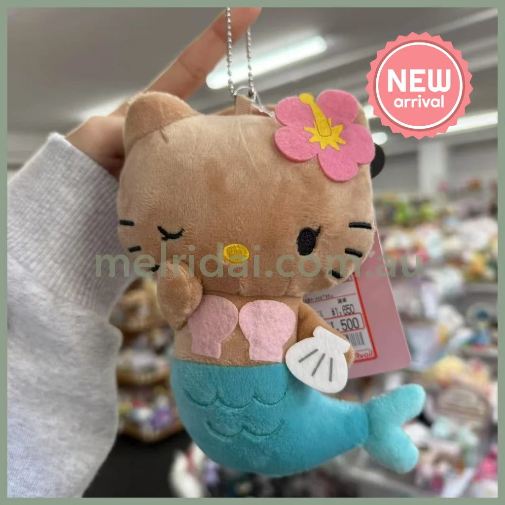 SANRIO x Avail | Tan Hello Kitty 50th Anniversary Mascot Holder Plush Keychain (Mermaid)