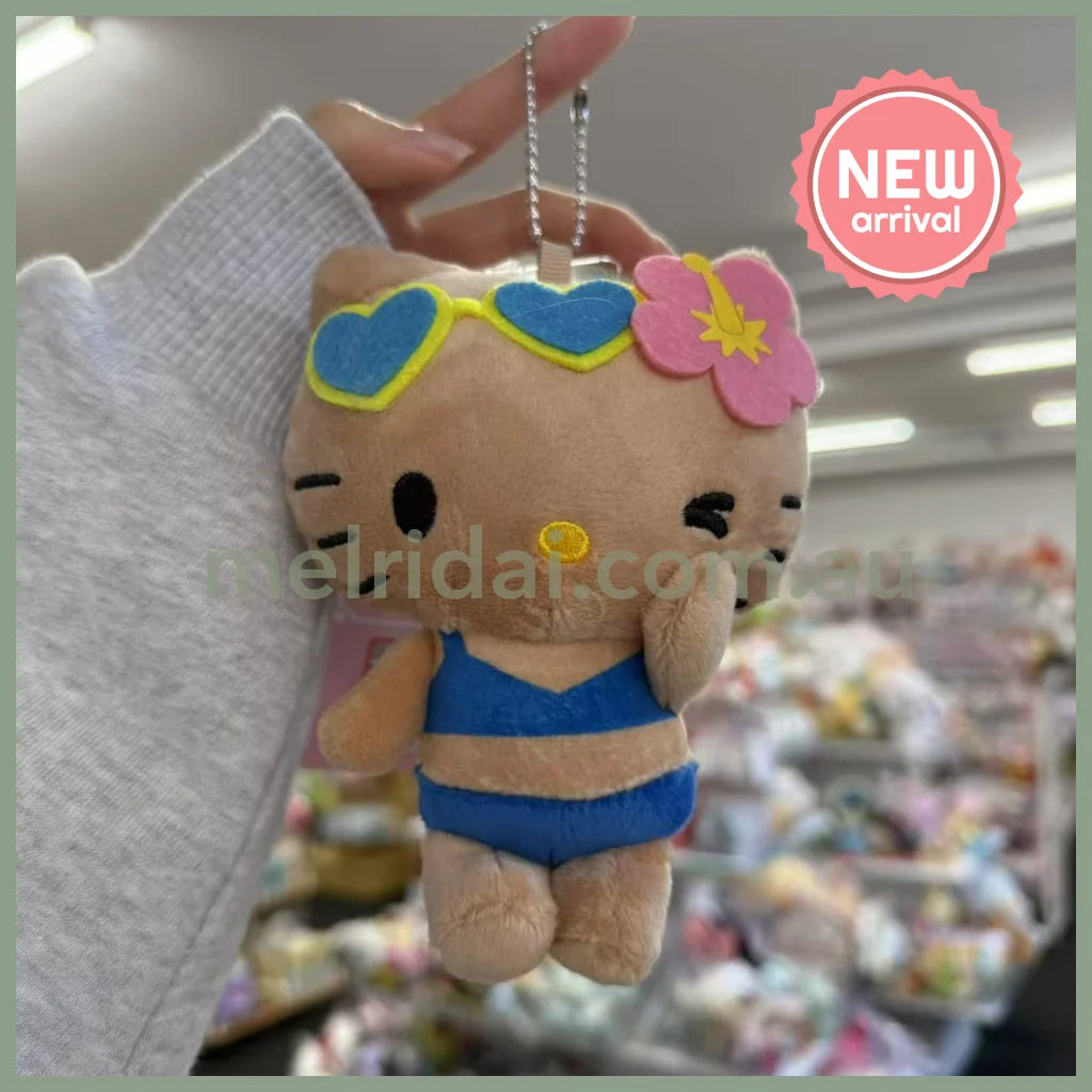 SANRIO x Avail | Tan Hello Kitty 50th Anniversary Mascot Holder Plush Keychain (Swimsuit)