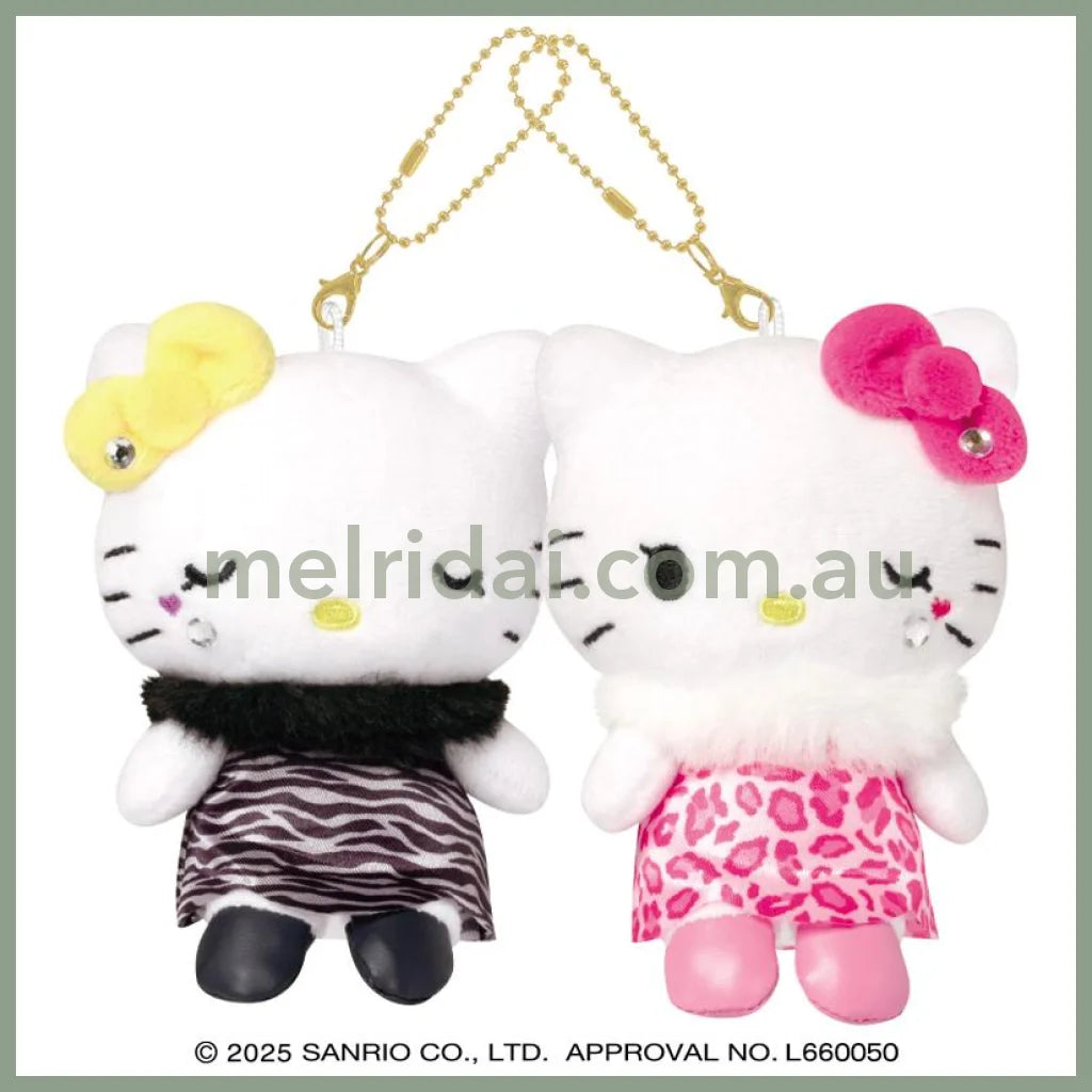 SANRIO x CRUX | Hello Kitty & Hello Mimmy Nico Large Magnetic Plush Keychain Set 160 x 160 x 70mm (Dress)