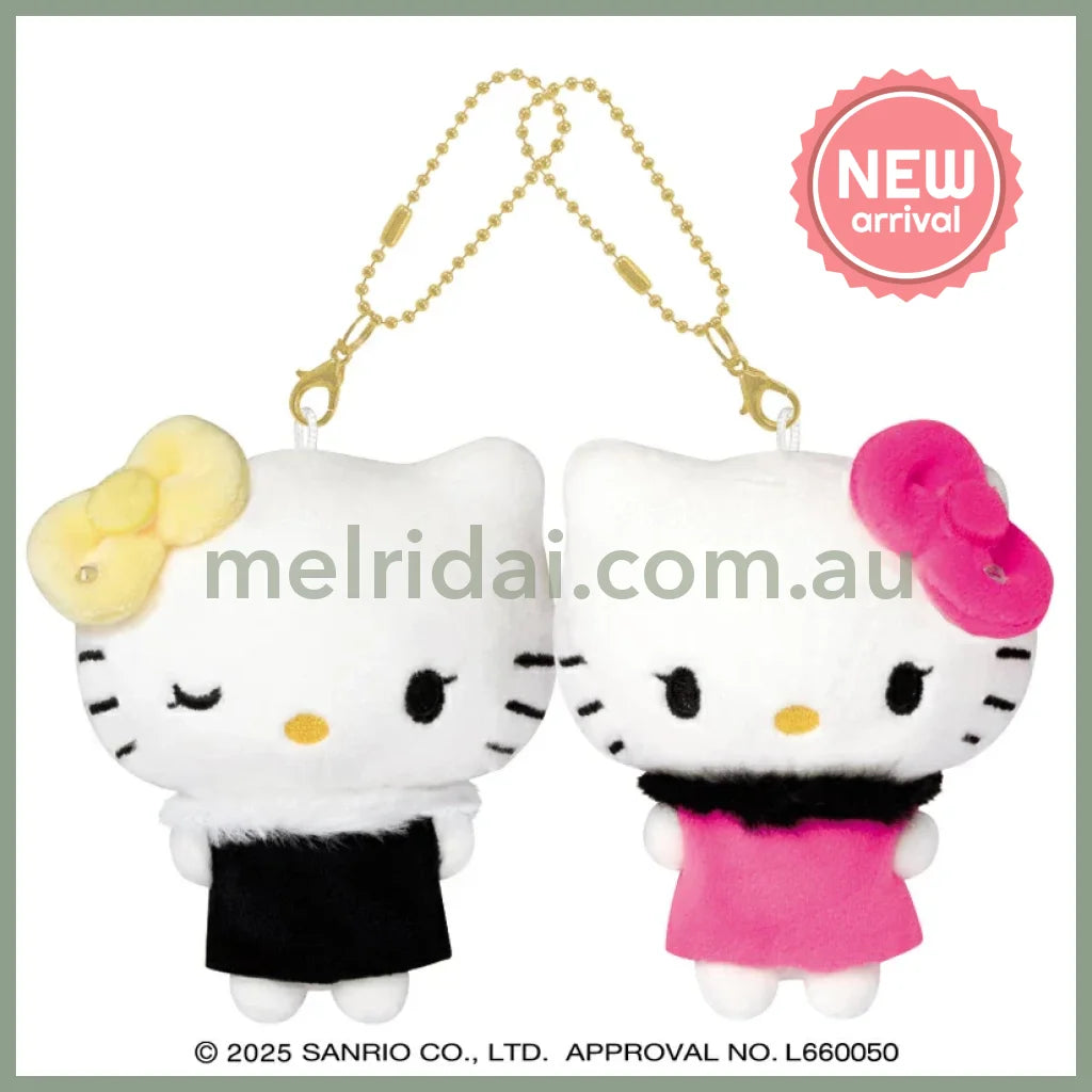 SANRIO x CRUX | Hello Kitty & Hello Mimmy Nico Magnetic Plush Keychain Set 170 x 130 x 55mm (Gal Kitty Y2K)