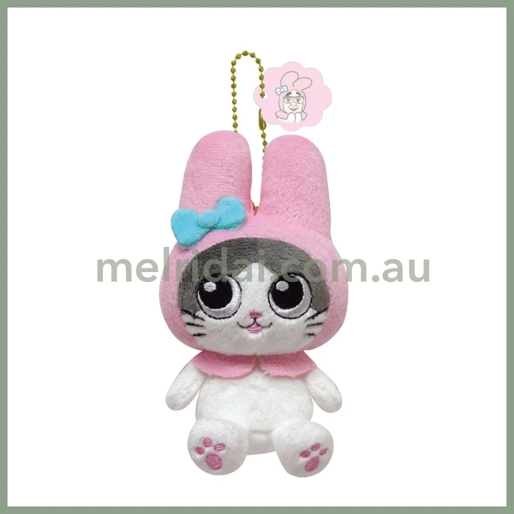 Sanrio X Neko Oji | My Melody Mascot Holder Plush Keychain 8.3Cm ×7.6Cm × 6Cm (The Guy That Got