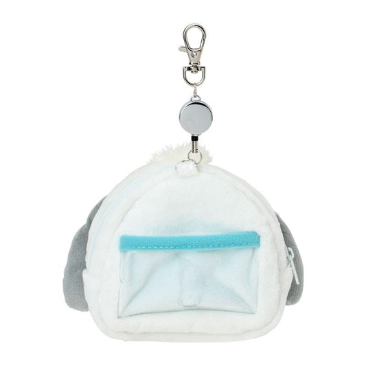 SANRIO | Pochacco Face-shaped Pass Case & Pouch Keychain With Reel 140×50×120mm