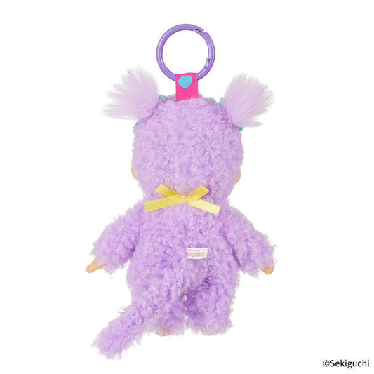 Monchhichi | Girl Mascot Holder Plush Keychain Bag Charm H16×W8.5×D5.5cm (Sweet Lollipop - Purple)