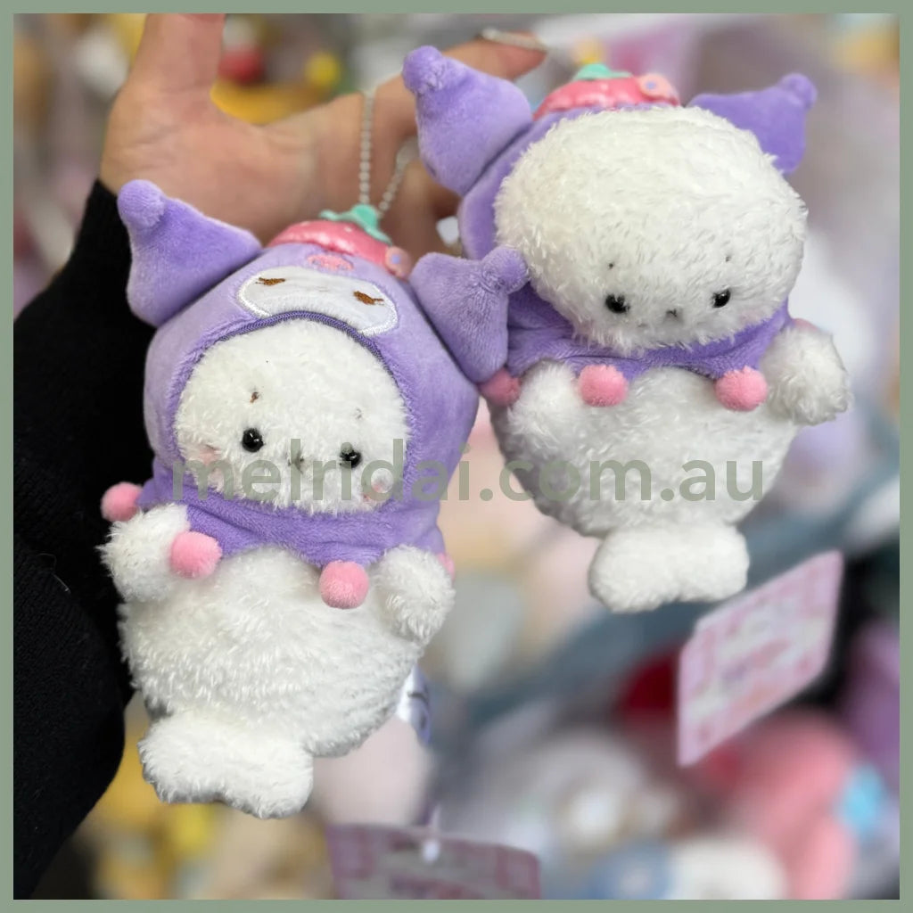 Sirotan x SANRIO | Kuromi Plush Keychain Mascot Holder Bag Charm W110 x H120 x D70mm (Store Limited Strawberry)