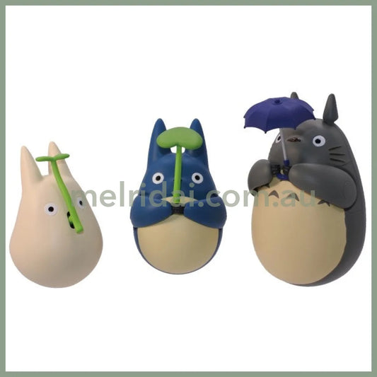 Studio Ghibli | Round Bottomed Figurine Middle Totoro with Leaf! Dondoko Blue Totoro H58 mm (My Neighbor Totoro)