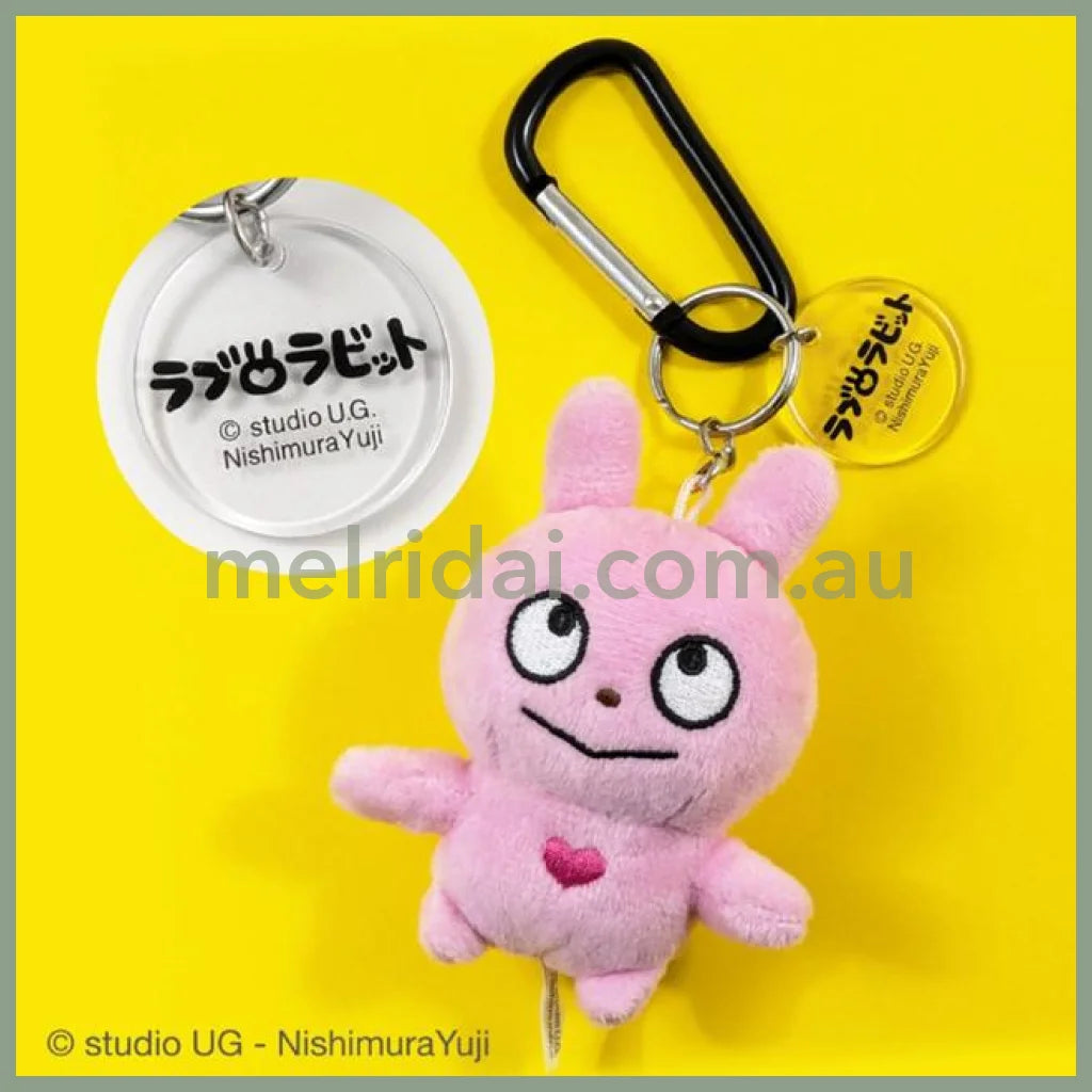 Studio UG | Love Rabbit Mascot Holder Bag Charm Plush Keychain with Carabiner 60x90x40mm