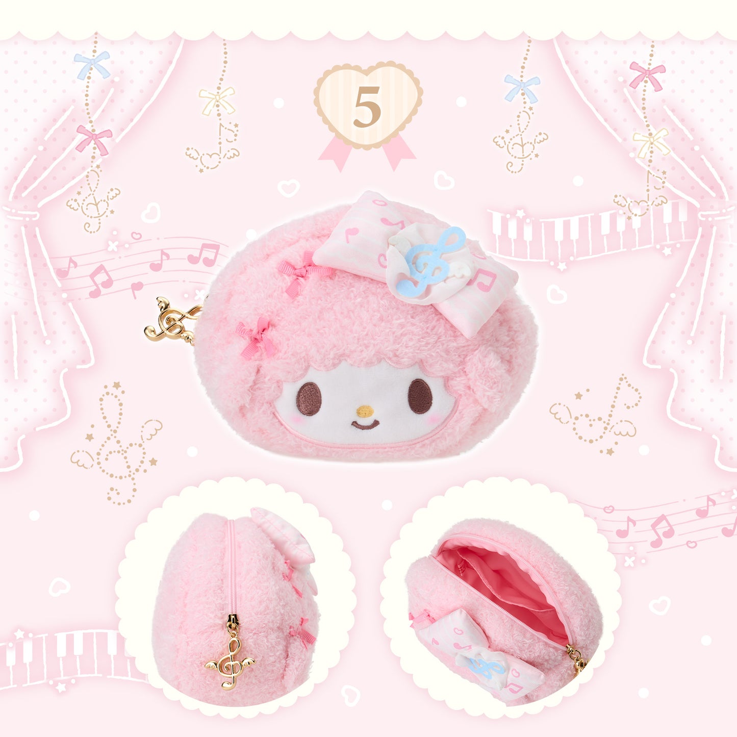 SANRIO | My Sweet Piano Face-Shaped Pouch 140×60×120mm (Dress-Up Piano Recital)