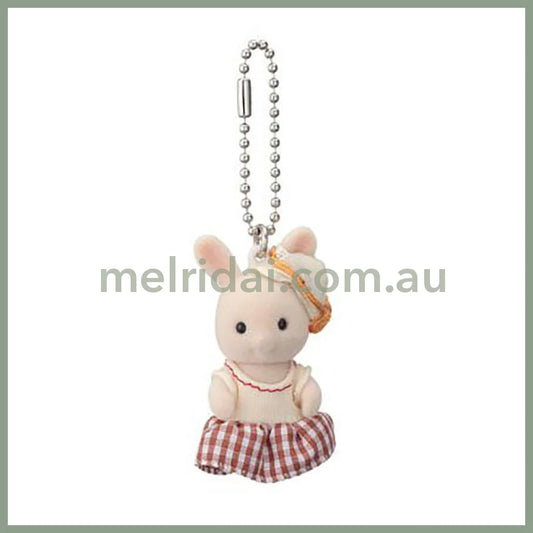Sylvanian Families | Milk Rabbit Key Chain 85X30X150Mm (Jumper Skirt) 森贝儿森林家族
