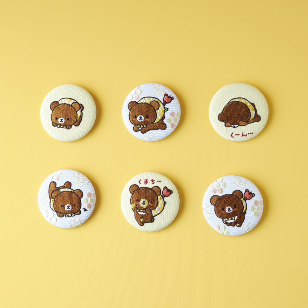 SAN-X | Secret Embroidered Pin Badge Blind Box 56x56mm (Chairoikoguma Honey Exploration Team)