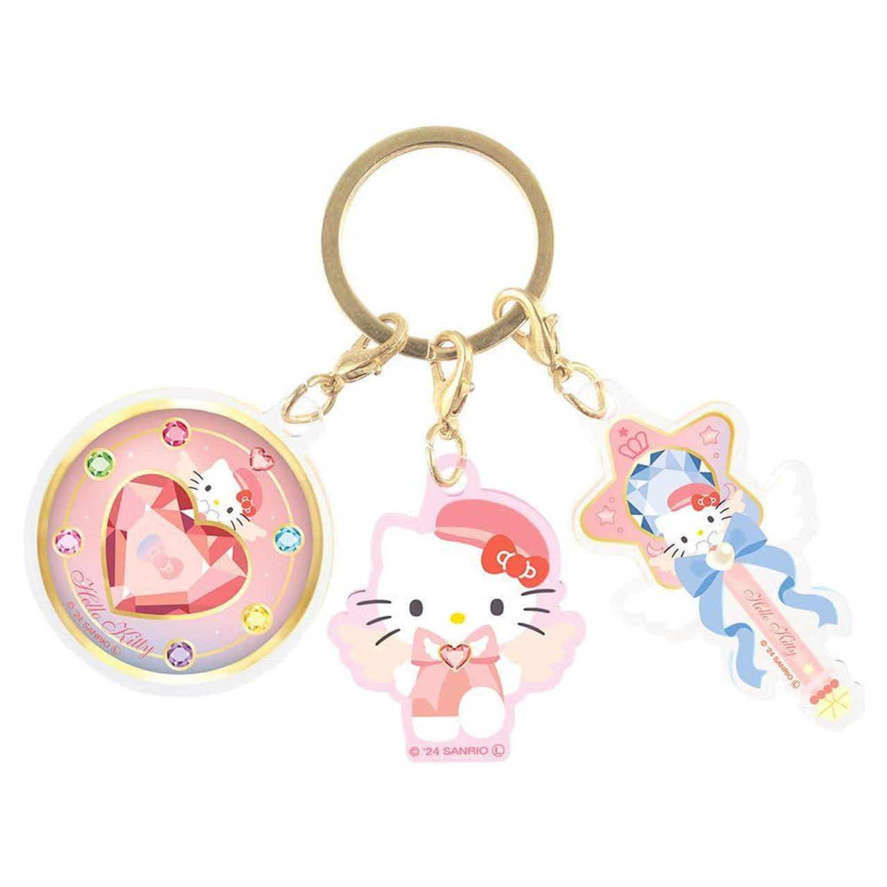 SANRIO | Hello Kitty Acrylic Three Charm Keychain 4 x 97 x 140mm (Magical Jewelry)