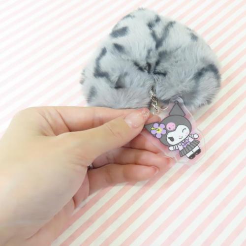 SANRIO | Fluffy Fluffy Big Heart Acrylic Phone Charm/ Keychain 103×85×50mm (Kuromi - Tokimeki Heisei Kogal)