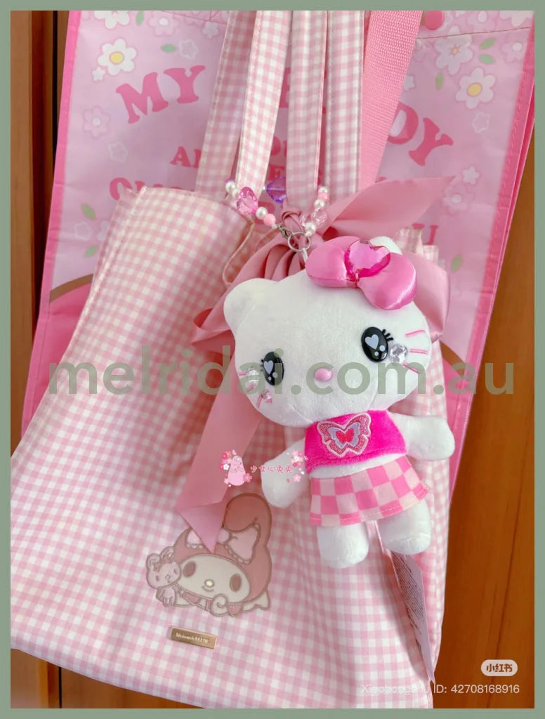 USJ | Hello Kitty Plush Keychain Beaded Phone Strap Bag Charm W11.7cm×H19cm×D7.6cm