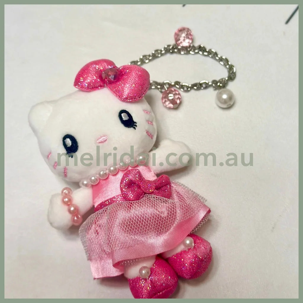 USJ | Hello Kitty Plush Keychain Mascot Holder with Pearl Chain 10cm Approx.