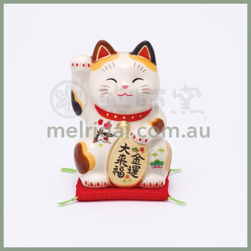 Yakushigama | Colored Painting Maneki-Neko Lucky Cat 8.5Cm|7843 药师窑 招财猫陶瓷摆件
