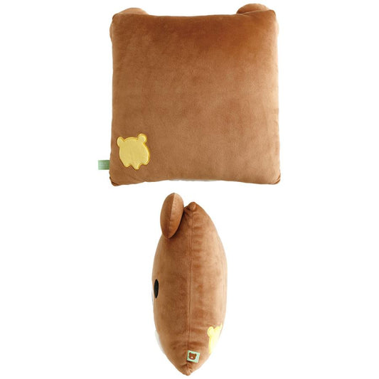 SAN-X | Chairoikoguma Square Face Super Mochimochi Cushion 300×300×100mm (Rilakkuma Sleeping Together)