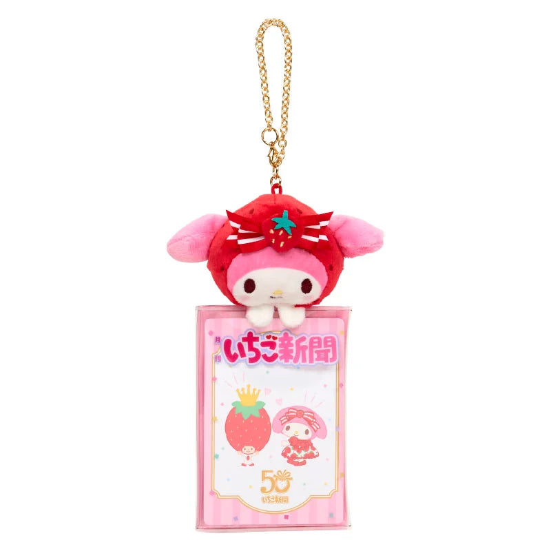 SANRIO | My Melody Mascot With Clear Case 19.5 x 8.8 x 3.5cm (Strawberry News 50th Anniversary)