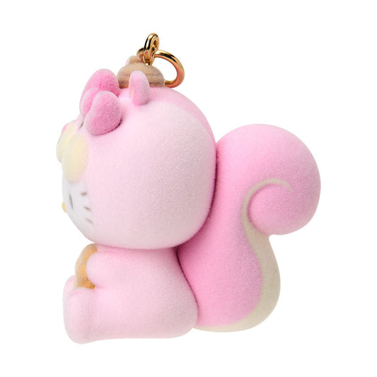 SANRIO | Hello Kitty Dangling Fluffy Tail Flocked Mascot Keychain 55×30×30mm (Fluffy Squirrel)