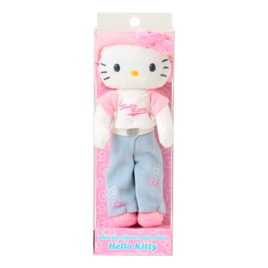 SANRIO | Hello Kitty Casual Style Bunny Ear Knit Hat Mascot Holder Bag Charm Plush Keychain 80×35×150mm (Sanrio Closet