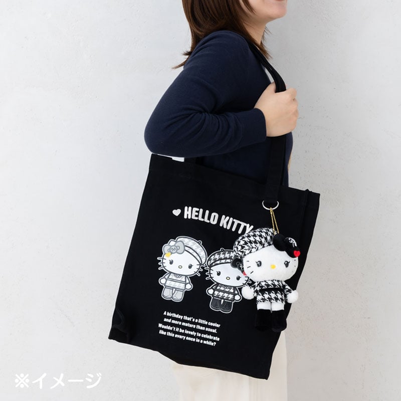 SANRIO | Hello Kitty Mascot Holder Bag Charm Plush Keychain 110×70×180mm (Monochrome Girly Twin Coordinate)