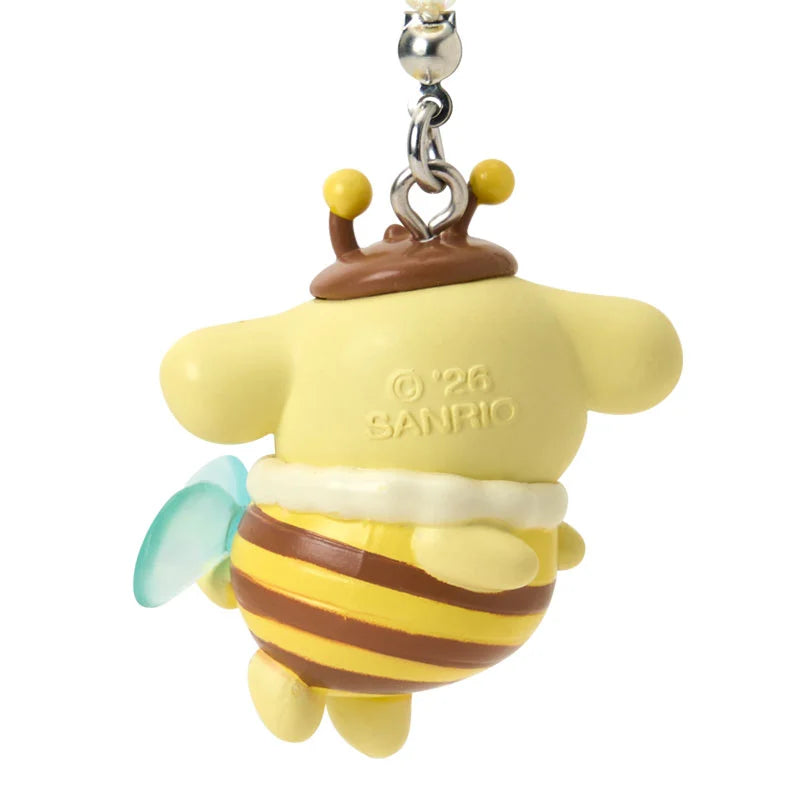 SANRIO | Pompompurin Pom Pom Purin Keychain Charm 35×25×80mm (Flower Loving Little Bee)