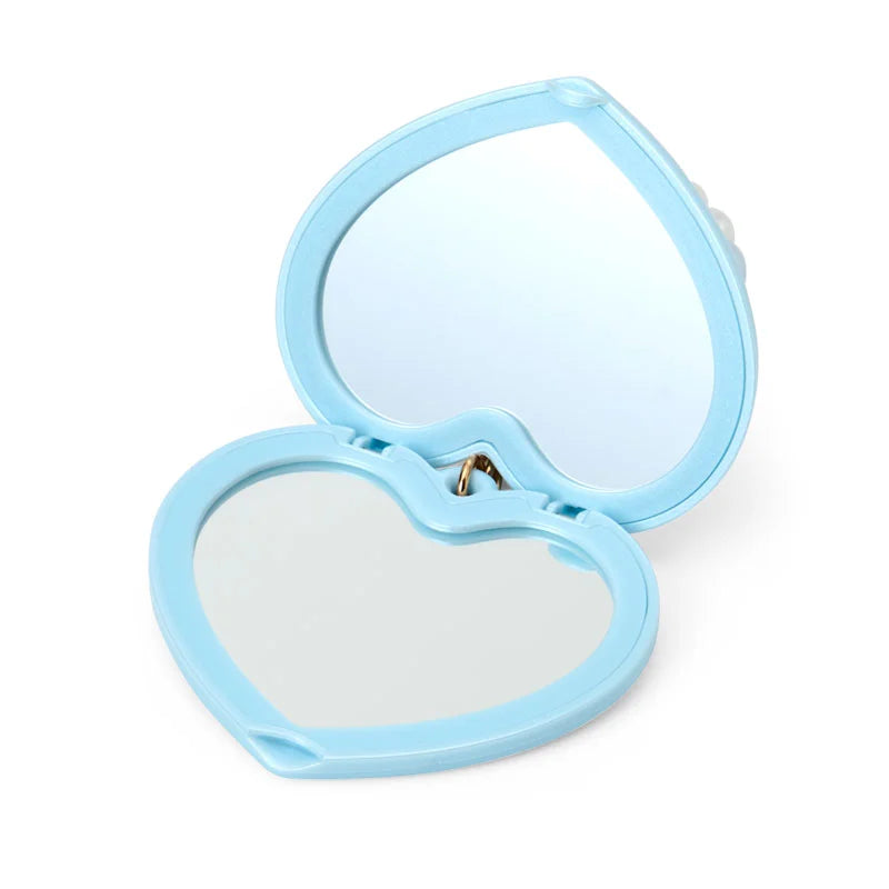 SANRIO | Cinnamoroll Heart-Shaped Compact Mirror with Bead Charm 70x18x60mm (Elegant Quilted)