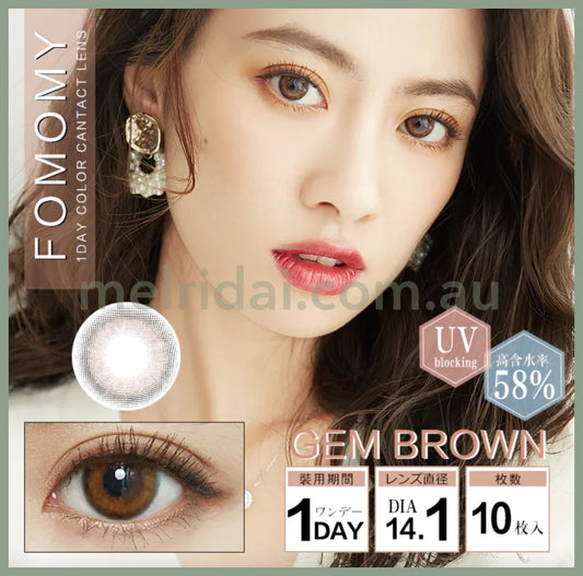 Fomomy1 Day Color Contact Lens 10Pcs Gem Brown 10 Dia14.1 Bc8.6
