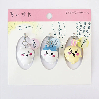Chiikawa | Mini Figure Key Charm Set Approx.26Mm Each 吉伊卡哇 立体造型迷你拉链扣/迷你挂件套装 吉伊&小八&乌萨奇