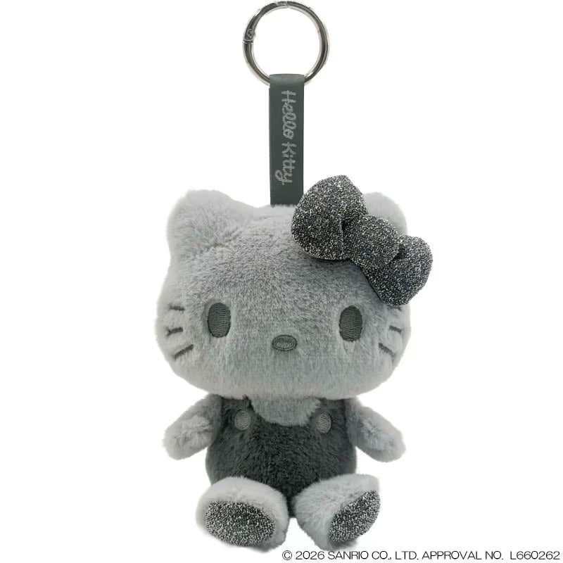 SANRIO | Hello Kitty Fluffy Glitter Mascot Holder Bag Charm Keychain 110×70×140mm(Gray)