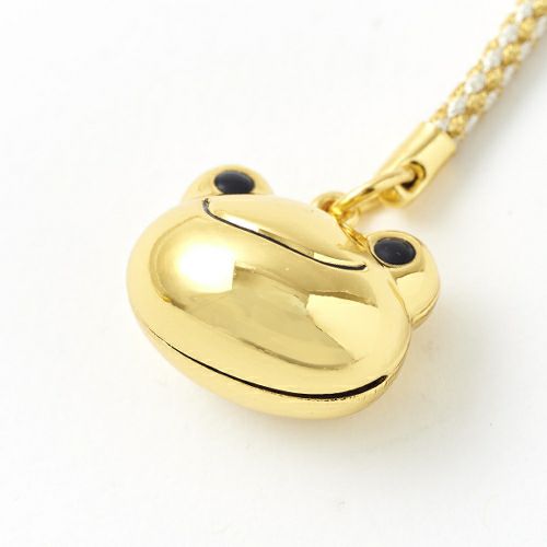 Pickles the Frog | Face Shaped Bell Phone Charm H2×W2×D1.5cm (Gold)
