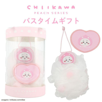 Shobido | Chiikawa Bath Time Gift Set Ball & Sponge (Chiikawa Peach)
