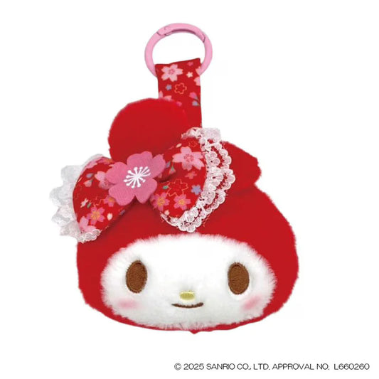 SANRIO | My Melody Face Tag Mascot Holder Plush Keychain 60x110x90mm (Sakura Kimono)