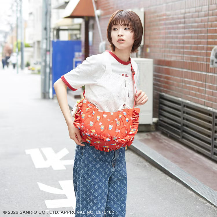 SANRIO x ACCOMMODE | Hello Kitty Quilting Frill Shoulder Bag 320x190x100mm