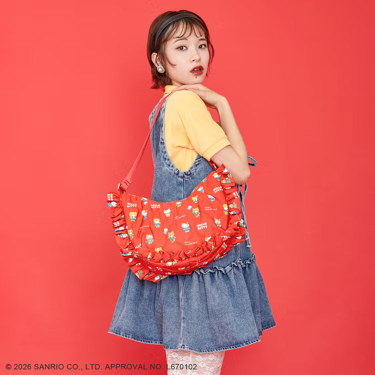 SANRIO x ACCOMMODE | Hello Kitty Quilting Frill Shoulder Bag 320x190x100mm