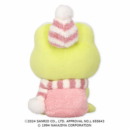 Sanrio × Pickles the Frog | Keroppi & Pickles Plush Toy Doll 16×12×11cm (Hug Snowman Frog Pickles)