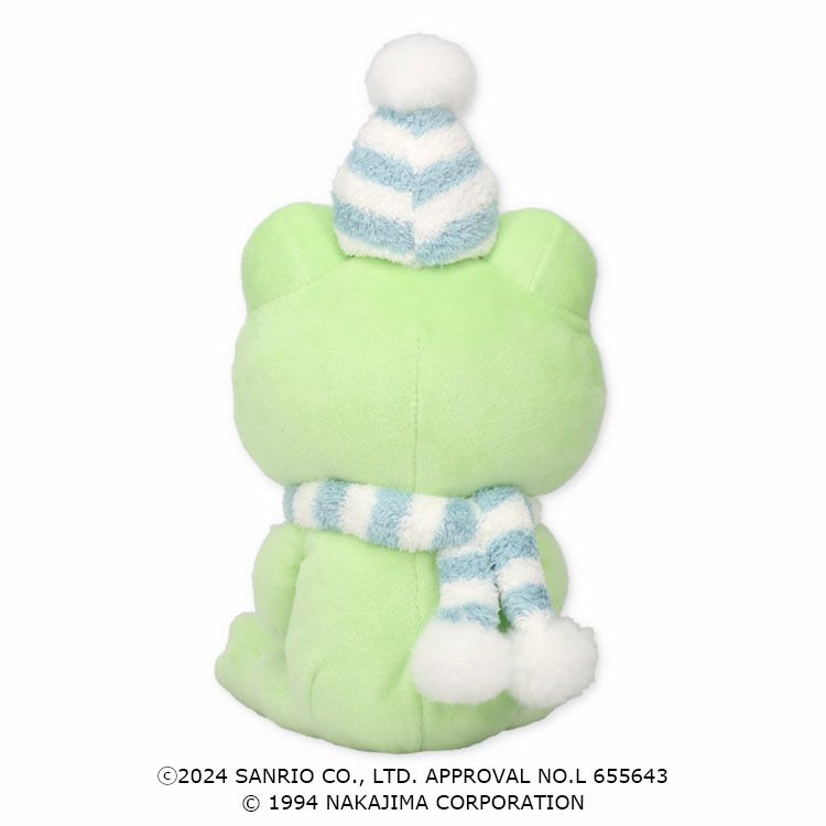 Sanrio × Pickles the Frog | Keroppi & Pickles Plush Toy Doll 16×12×11cm (Hug Snowman Keroppi)