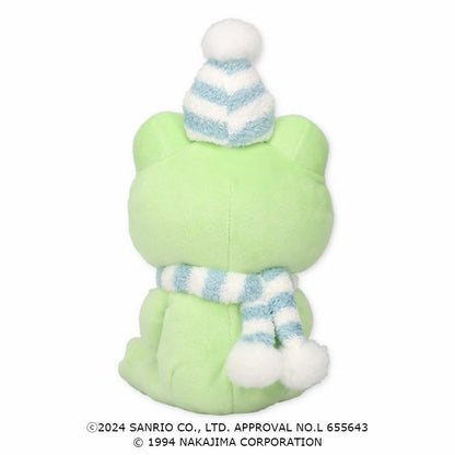 Sanrio × Pickles the Frog | Keroppi & Pickles Plush Toy Doll 16×12×11cm (Hug Snowman Keroppi)