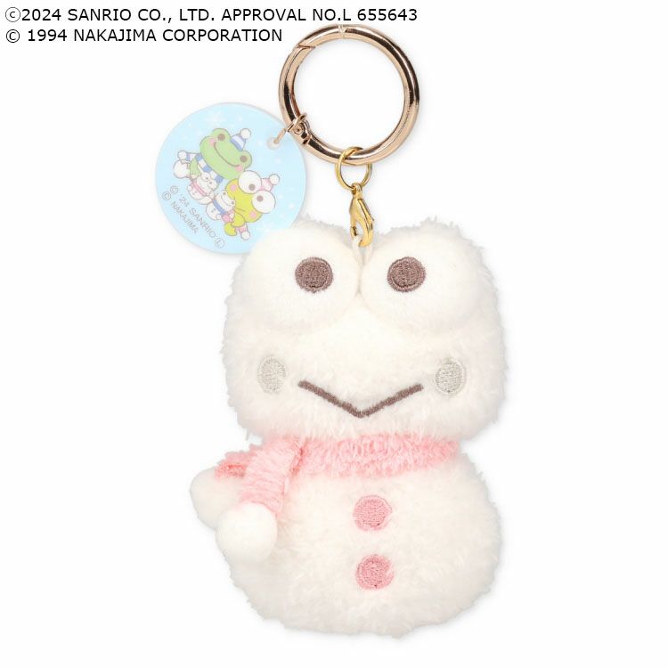 Sanrio × Pickles the Frog | Mascot Holder Plush Keychain 8.5×6×4.5cm (Keroppi Snowman)