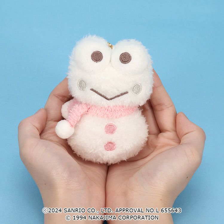 Sanrio × Pickles the Frog | Mascot Holder Plush Keychain 8.5×6×4.5cm (Keroppi Snowman)