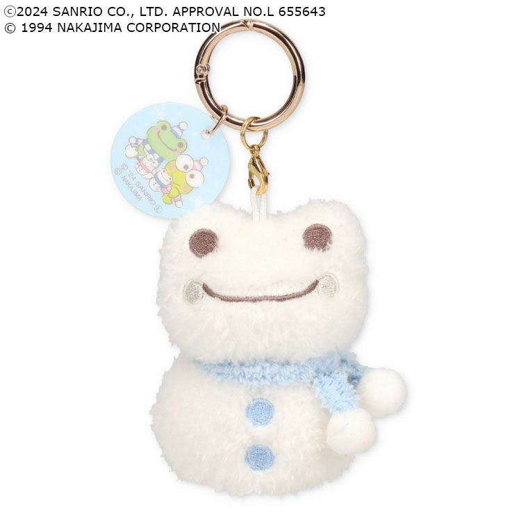 Sanrio × Pickles the Frog | Mascot Holder Plush Keychain 8.5×6×4.5cm (Frog Pickles Snowman)