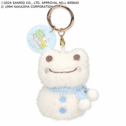 Sanrio × Pickles the Frog | Mascot Holder Plush Keychain 8.5×6×4.5cm (Frog Pickles Snowman)