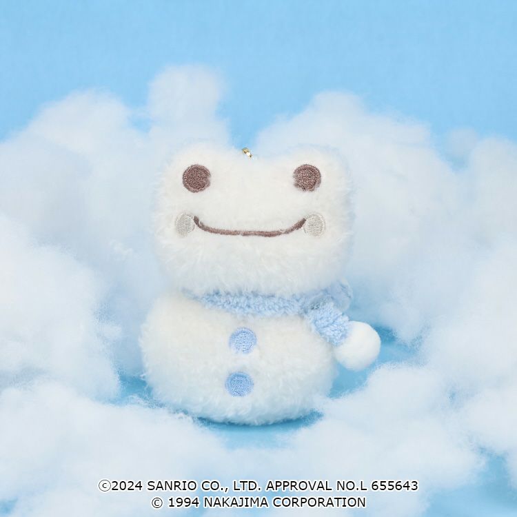 Sanrio × Pickles the Frog | Mascot Holder Plush Keychain 8.5×6×4.5cm (Frog Pickles Snowman)