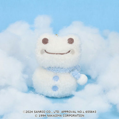 Sanrio × Pickles the Frog | Mascot Holder Plush Keychain 8.5×6×4.5cm (Frog Pickles Snowman)