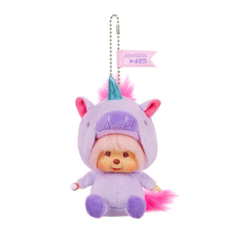 Shinako x Monchhichi | Mascot Holder Plush Keychain Bag Charm SS H14.5×W7×D10cm (475 Unicorn)
