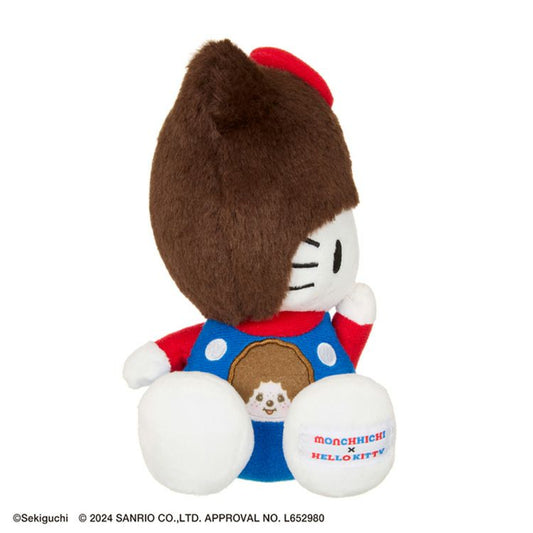 Monchhichi × Sanrio | Plush Toy H18×W13×D11Cm (Hello Kitty)