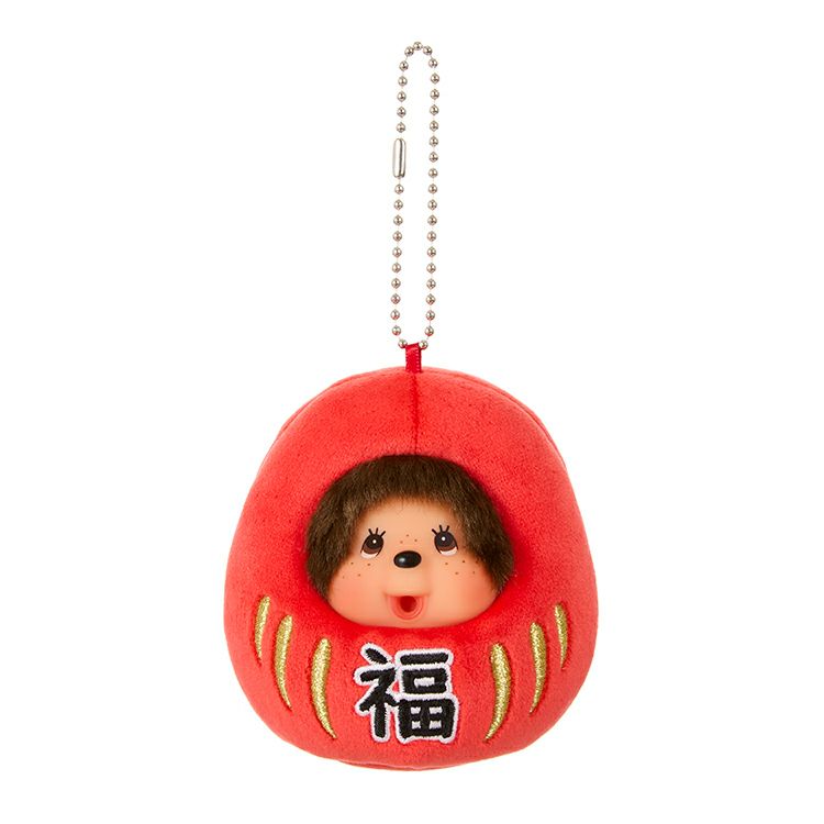 Monchhichi | Mascot Holder Plush Keychain Bag Charm H9×W8.5×D8.5cm (Daruma)