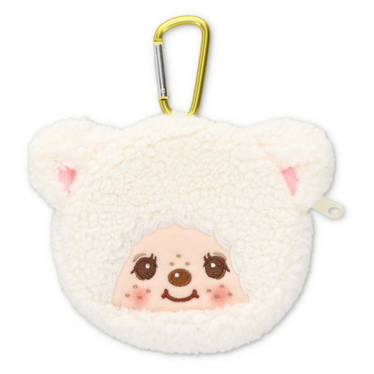 Monchhichi | Plush Zipper Mini Pouch Keychain Key Holder H14×W10.5×D2.5cm (White)