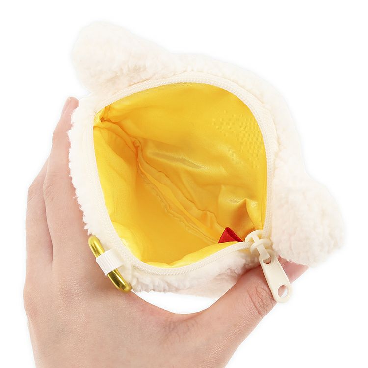 Monchhichi | Plush Zipper Mini Pouch Keychain Key Holder H14×W10.5×D2.5cm (White)