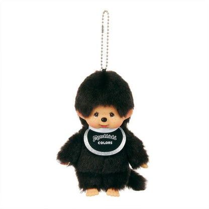 Monchhichi | Mascot Holder Plush Keychain Bag Charm H13.5×W8.5×D5.5cm (Happy Colors - Black)