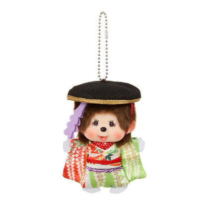 Monchhichi | Mascot Holder Plush Keychain Bag Charm H11.5×W8.5×D7.5cm (Renjishi Fujimusume)