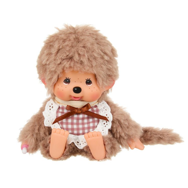 Monchhichi | Fluffy Curly Sweet Brown Plush Dolls Plush Toy H19 x W13 x D7.5cm (Brown)